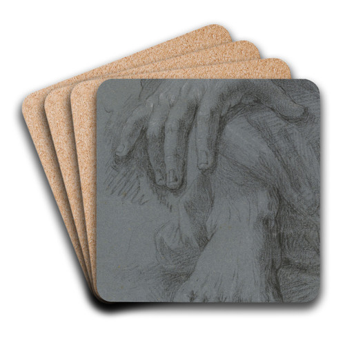 Sketch of hand and foot by Johann Baptist von Lampi the Elder Art Drink Coaster set