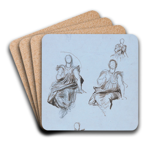 Studies of a Seated Draped Figure with a Book by George Frederic Watts Art Drink Coaster set Studies of a Seated Draped Figure with a Book by George Frederic Watts Art Drink Coaster set