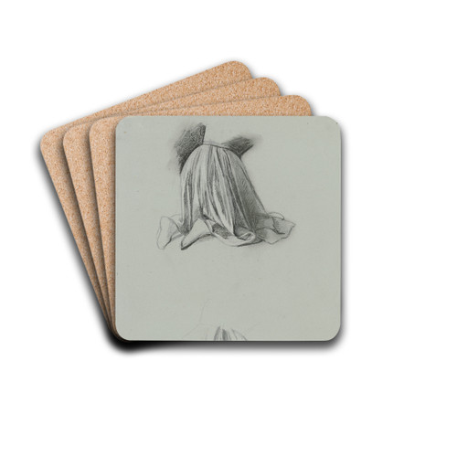 Studienblatt; Kniende weibliche Gewandfigur by Jakob Becker Drink Coasters - set of 4