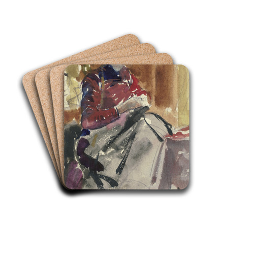 Bildnis der Frau des Knstlers by Gustav Schraegle Drink Coasters - set of 4 Bildnis der Frau des Knstlers by Gustav Schraegle Drink Coasters - set of 4