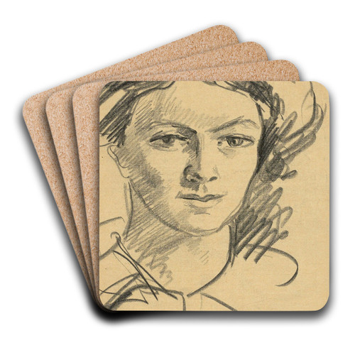 Bildnis Elisabeth (Die Frau des Knstlers) by August Macke Art Drink Coaster set