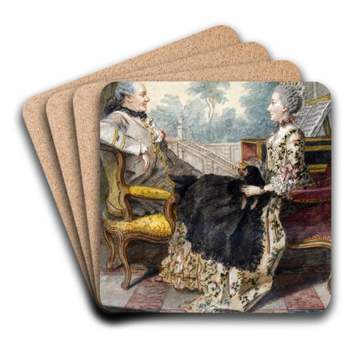 M. le Comte et Mme la Comtesse Despourdons by Louis Carrogis Carmontelle Art Drink Coaster set M. le Comte et Mme la Comtesse Despourdons by Louis Carrogis Carmontelle Art Drink Coaster set
