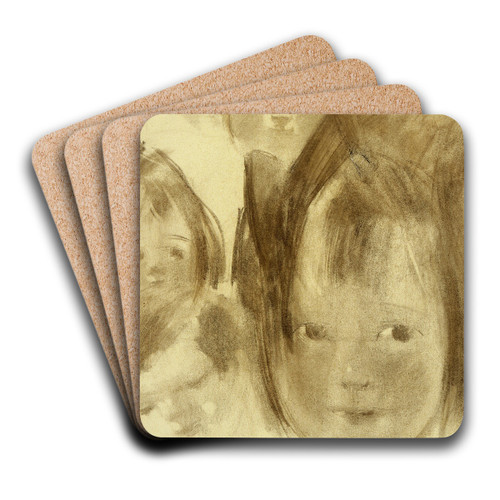 Children's heads by Mina Arndt Art Drink Coaster set Children's heads by Mina Arndt Art Drink Coaster set