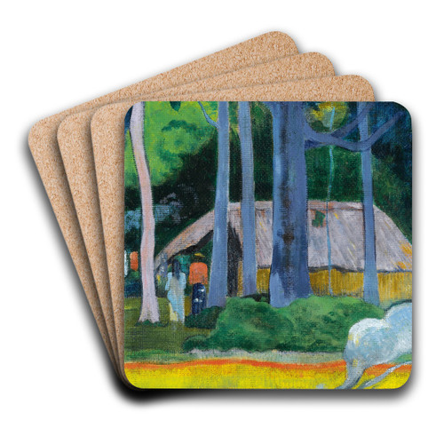 Cabane Sous Les Arbres by Paul Gauguin Art Drink Coaster set Cabane Sous Les Arbres by Paul Gauguin Art Drink Coaster set