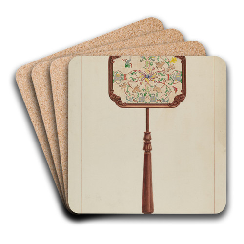 Petit Point Fire Screen by Ernest A. Towers, Jr. Art Drink Coaster set