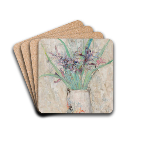 Irises in a white flower-vase by Tadeusz Makowski Drink Coasters - set of 4 Irises in a white flower-vase by Tadeusz Makowski Drink Coasters - set of 4