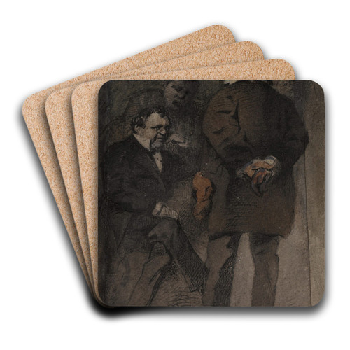 A Conversation by Henry Bonaventure Monnier Art Drink Coaster set