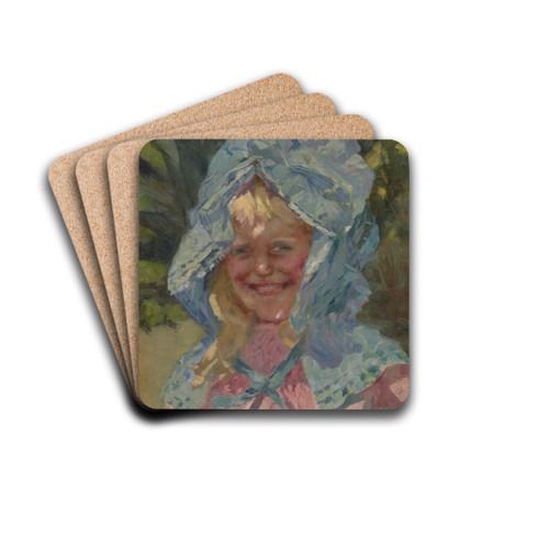 Girl in sunbonnet by Girolamo Nerli Drink Coasters - set of 4