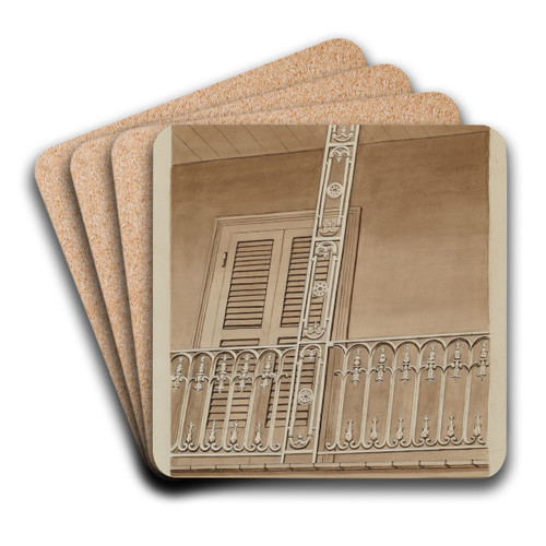 Cast Iron Balcony by Lucien Verbeke Art Drink Coaster set