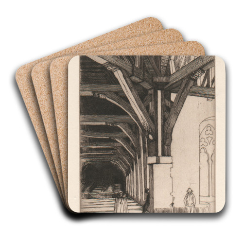 From the Flemish Set; Roof of the Halles, Ypress by William Strang Art Drink Coaster set