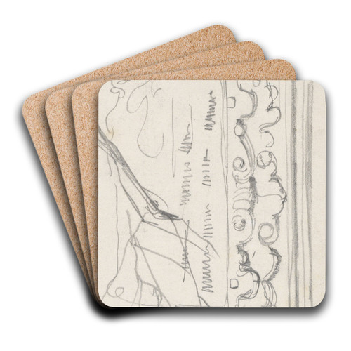 Schetsblad met ornamentstudies by August Alleb Art Drink Coaster set