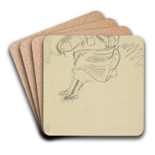 Sitzendes Mdchen, strickend by Philipp Rumpf Art Drink Coaster set