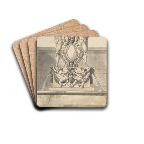 Design for a Fountain by Charles Pierre Joseph Normand Drink Coasters - set of 4