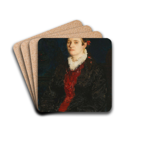 Portrait of a woman by Leon Wyczkowski Drink Coasters - set of 4