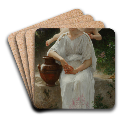Whisperings of Love by William Bouguereau Art Drink Coaster set Whisperings of Love by William Bouguereau Art Drink Coaster set