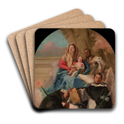Madonna and Child with Three Saints by Giovanni Domenico Tiepolo Art Drink Coaster set