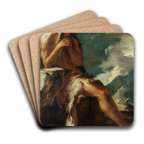 Saint Humphrey (Onuphrius) by Salvator Rosa Art Drink Coaster set
