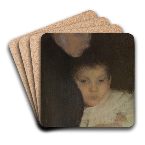 Femme et enfant by Pascal-Adolphe-Jean Dagnan-Bouveret Art Drink Coaster set