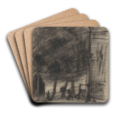 Gezicht op de Zandhoek te Amsterdam by Theo Nieuwenhuis Art Drink Coaster set