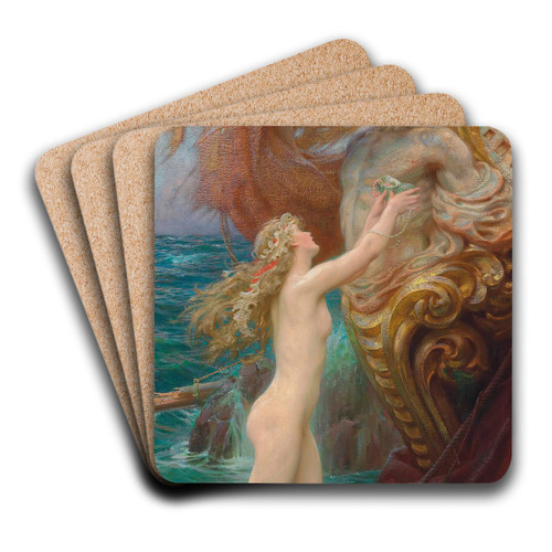 A Deep Sea Idyll by Herbert James Draper Art Drink Coaster set A Deep Sea Idyll by Herbert James Draper Art Drink Coaster set