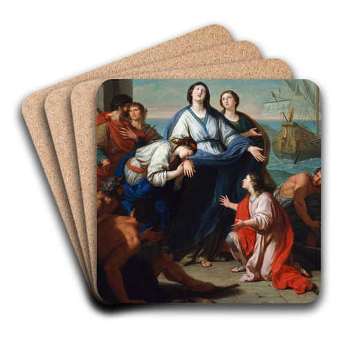 The Departure of Saints Paula and Eustochium for the Holy Land by Giuseppe Bottani Art Drink Coaster set