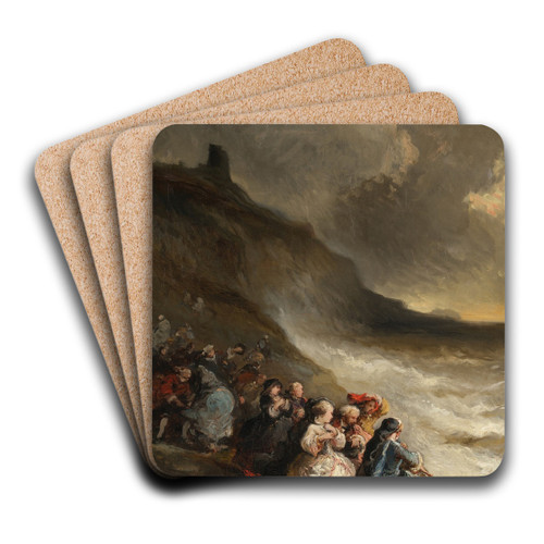 Elegant Figures by Rough Seas by Eugne Isabey Art Drink Coaster set Elegant Figures by Rough Seas by Eugne Isabey Art Drink Coaster set