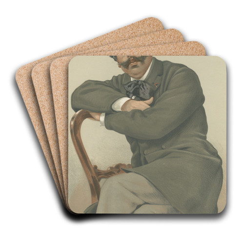 Vanity Fair; Sports, Miscellaneous; Duelling; 'A French Duellist', Mr. Paul de Granier de Cassagnac, December 6, 1879 by Thobald Chartran Art Drink Coaster set Vanity Fair; Sports, Miscellaneous; Duelling; 'A French Duellist', Mr. Paul de Granier de Cassagnac, December 6, 1879 by Thobald Chartran Art Drink Coaster set