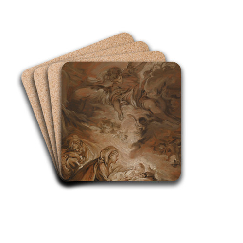 The Nativity With A Hovering Angel by Franois Boucher Drink Coasters - set of 4
