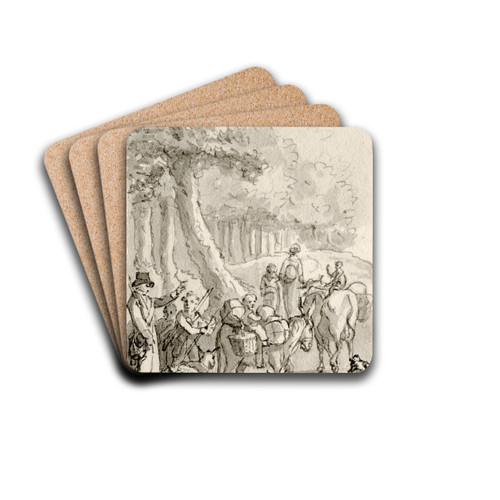Trekkende lieden met vee: 'De gansche trein trok...' by Reinier Vinkeles Drink Coasters - set of 4