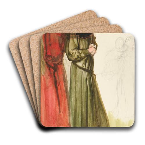 Unidentified Shakespeare scene (twomen) by Edwin Austin Abbey Art Drink Coaster set