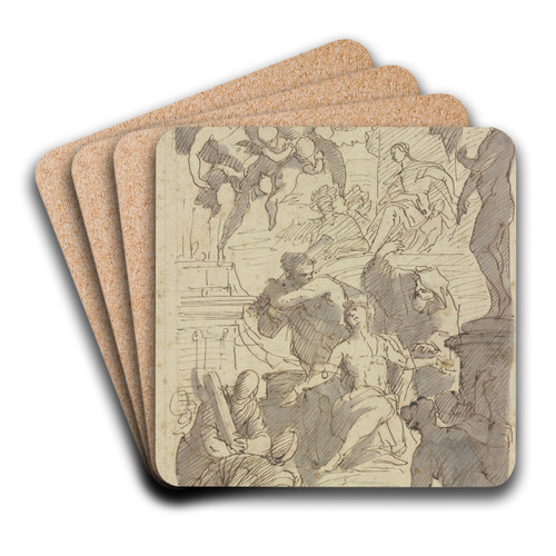 Enthauptung eines Heiligen vor einer Gtterstatue by Johann Kaspar Sing Art Drink Coaster set