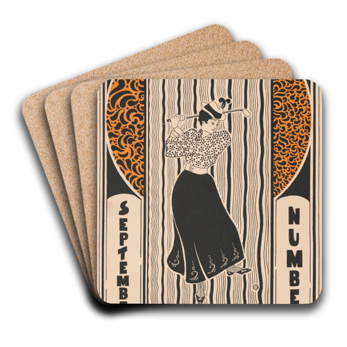 Outing, September number by O.C Malcolm Art Drink Coaster set