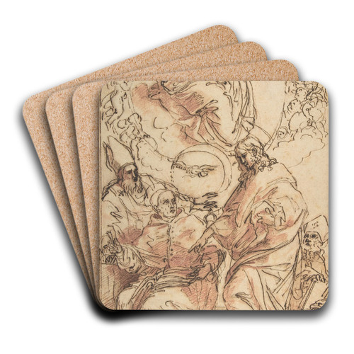 The Virgin Immaculate with the Four Doctors of the Church, Study for the Dispute over the Immaculate Conception by Carlo Maratti Art Drink Coaster set