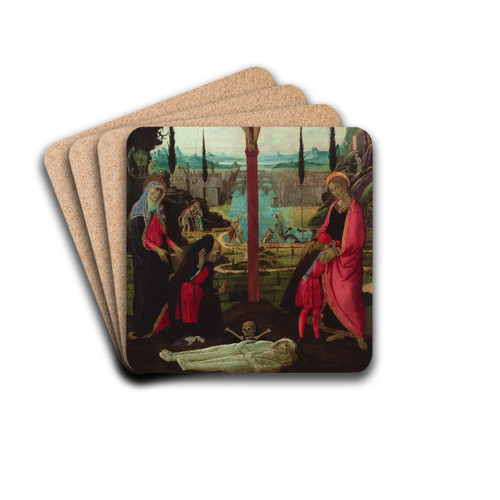 Votive Altarpiece- the Trinity, the Virgin, St. John and Donors by Jacopo del Sellaio Drink Coasters - set of 4