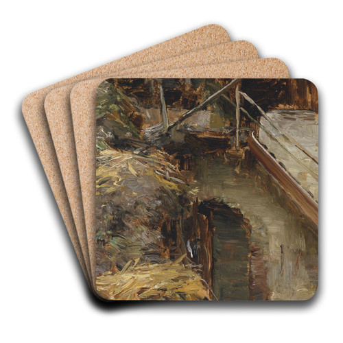 Studie zu einem Stallinterieur by Olga Wisinger-Florian Art Drink Coaster set Studie zu einem Stallinterieur by Olga Wisinger-Florian Art Drink Coaster set