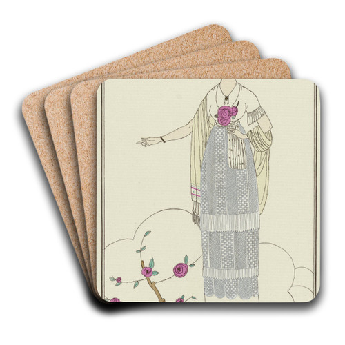 Robe en linon by Charles Martin Art Drink Coaster set
