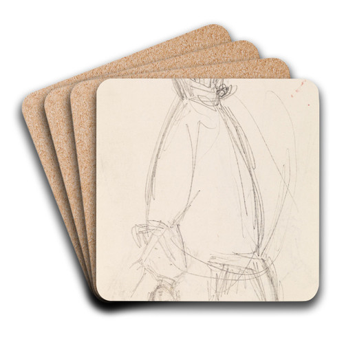 Female - Two Sketches of a Young Woman holding a Book by Sir John Everett Millais Art Drink Coaster set Female - Two Sketches of a Young Woman holding a Book by Sir John Everett Millais Art Drink Coaster set