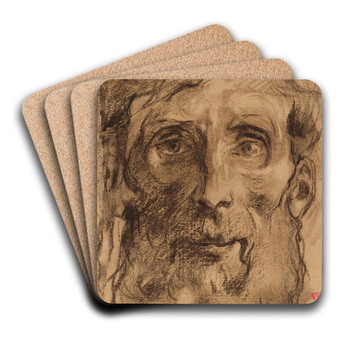 Etude de visage d'homme by Henri Leopold Lvy Art Drink Coaster set