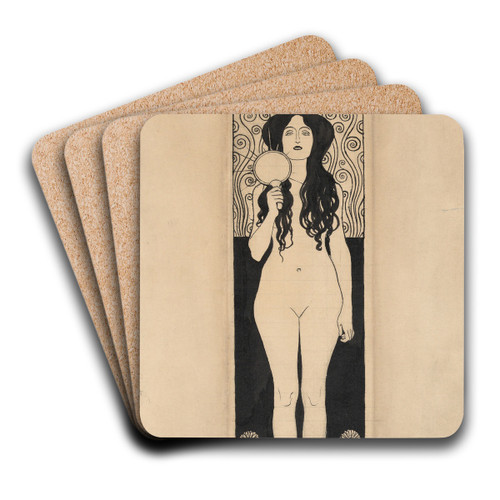 Nuda Veritas by Gustav Klimt Art Drink Coaster set