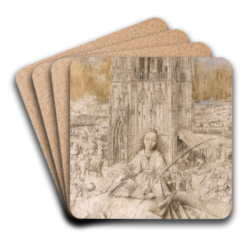 Saint Barbara by Jan van Eyck Art Drink Coaster set