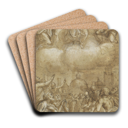 Plague Victims Pleading for Help from Christ, the Virgin, and Saint Roch by Lattanzio Gambara Art Drink Coaster set