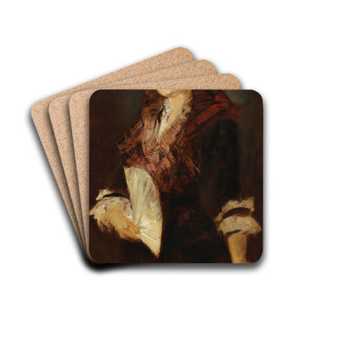Portrait Of A Lady With A Fan by Hans Makart Drink Coasters - set of 4
