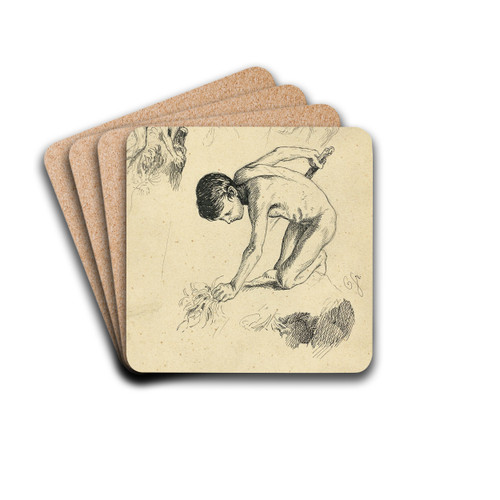 Mnnliche Akte (Studienblatt) by Otto Greiner Drink Coasters - set of 4