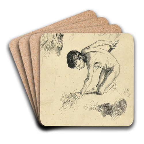 Mnnliche Akte (Studienblatt) by Otto Greiner Art Drink Coaster set