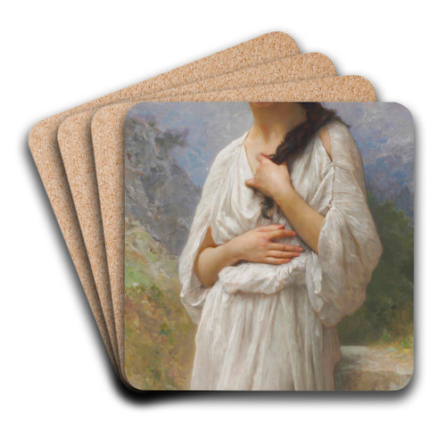 L'Attente by William Bouguereau Art Drink Coaster set