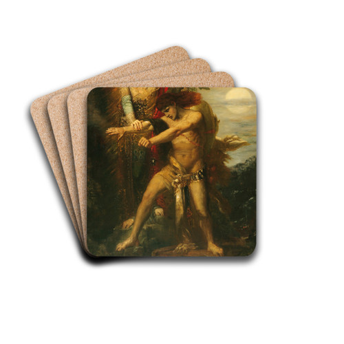 Jacob And The Angel by Gustave Moreau Drink Coasters - set of 4