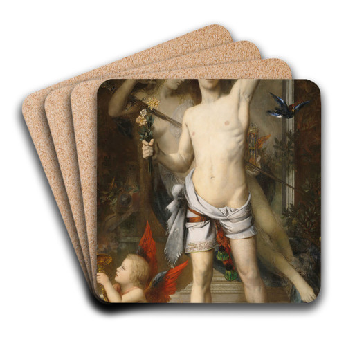 The Young Man And Death by Gustave Moreau Art Drink Coaster set