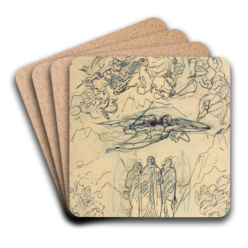 Composition Study with Three Figures Standing on a Rock by Henri Lehmann Art Drink Coaster set