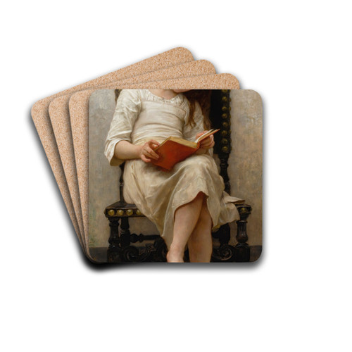 Le Livre De Prix by William Bouguereau Drink Coasters - set of 4