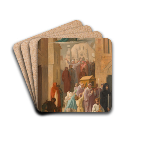 Le miracle des Ardents - Procession de la chsse de sainte Genevive by Louis Charles Timbal Drink Coasters - set of 4 Le miracle des Ardents - Procession de la chsse de sainte Genevive by Louis Charles Timbal Drink Coasters - set of 4